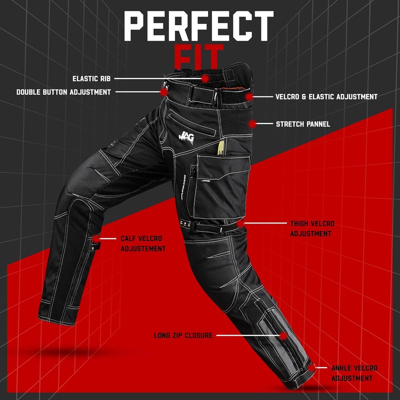 JAG Motorcycle Protective Pants - Dual Sport Motocross Pants, with Armor Impact Protection & Water Resistant Cordura Fabric - Image 2